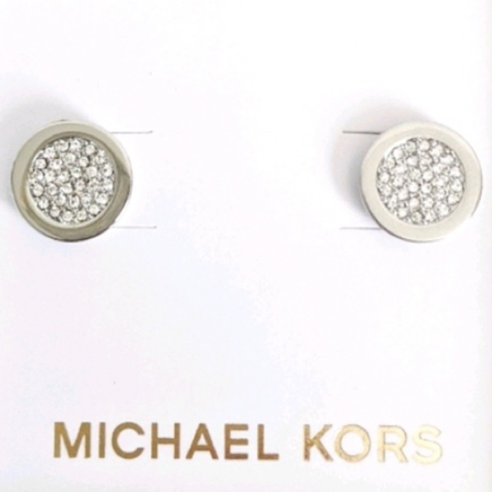 Michael Kors Silver Stainless Pave Earrings - Picture 4 of 8